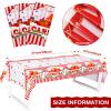 3 Pack Carnival Party Tablecloths Decorations Red and White Striped Tablecloth 108 x 54 Inch Plastic Waterproof Carnival Table Cover for Circus Theme Party Table Decorations view 2