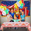3 Pack Carnival Party Tablecloths Decorations Red and White Striped Tablecloth 108 x 54 Inch Plastic Waterproof Carnival Table Cover for Circus Theme Party Table Decorations view 4