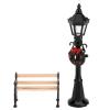 Christmas Mini Bench Street Light Set 2pcs Christmas Dollhouse Mini Model with Street Lamp Post Miniature Park Bench Seat view 1