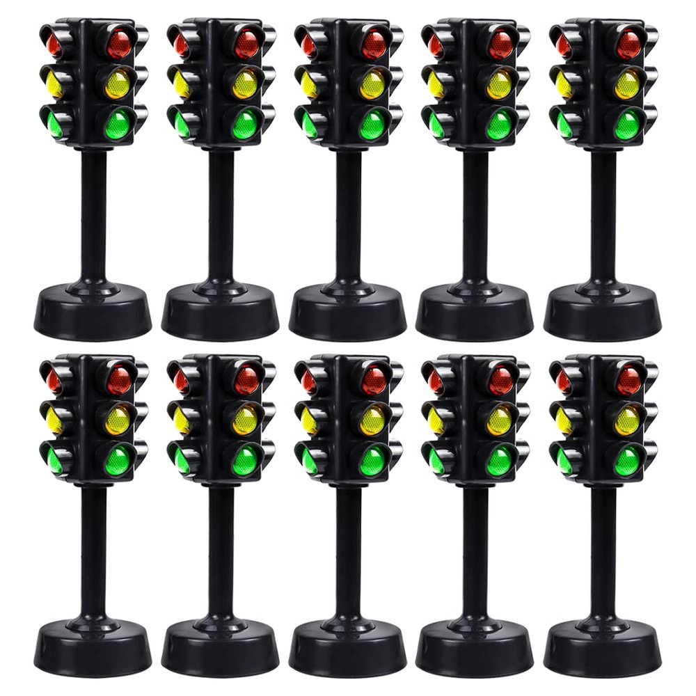 NUOBESTY Traffic Light Toy, Toy Traffic Lights Model Traffic Lamps Kids Early Educational Playset, Pack of 10
