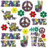32 Pieces Hippie Theme Car Stickers Cute Peace and Love Stickers Flower Stickers Decals for Bumpers Car Window Water Bottle Laptop Skate Computer view 1