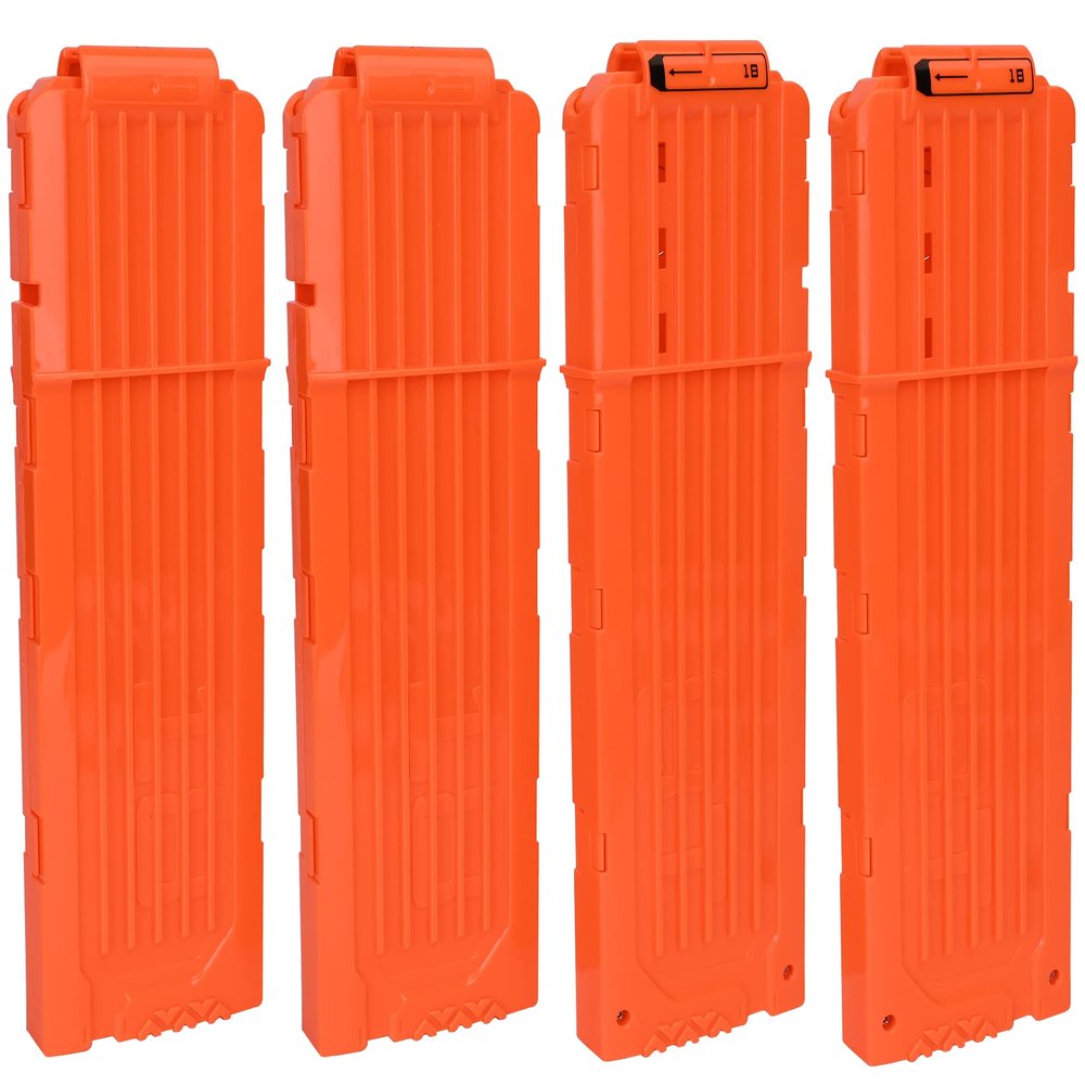 lififun 4 Pack 18-Dart Quick Reload Clip Magazine for Nerf N-Strike Elite Series (Orange)
