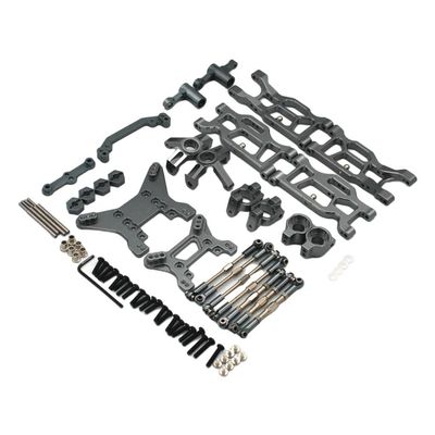 Almencla Upgrade Metal Parts, Front Steering Cup, Rear Wheel Cup, C-Seat, Pull Rod, Swing Arm Metal Fittings Chassis Kit Set for Wltoys 104001 1/10 1:10 - Titanium