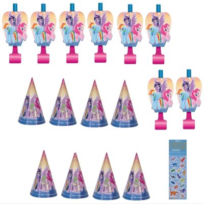 Unique My Little Pony Birthday Party Supplies Favor Bundle Pack Includes 8 Party Paper Hats, 8 Party Paper Blowouts