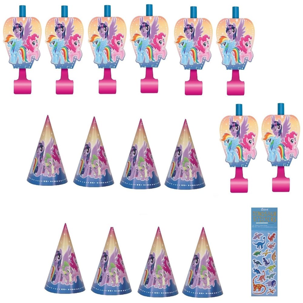Unique My Little Pony Birthday Party Supplies Favor Bundle Pack Includes 8 Party Paper Hats, 8 Party Paper Blowouts