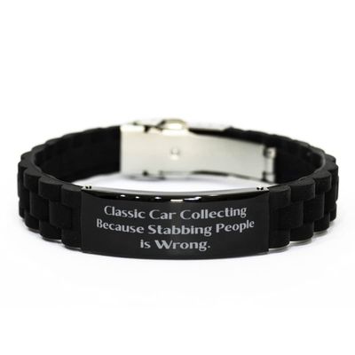 Beautiful Classic Car Collecting Gifts, Classic Car Collecting Because, Useful Holiday Black Glidelock Clasp Bracelet Gifts for Friends