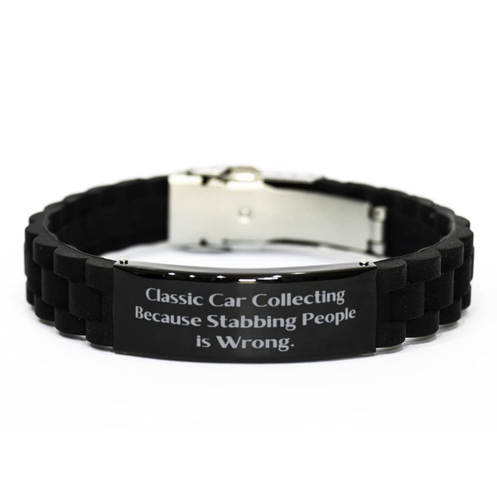Beautiful Classic Car Collecting Gifts, Classic Car Collecting Because, Useful Holiday Black Glidelock Clasp Bracelet Gifts for Friends