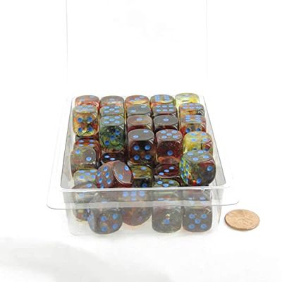 Primary Nebula Dice Luminary with Blue Pips 16mm (5/8in) D6 Set of 50 Wondertrail