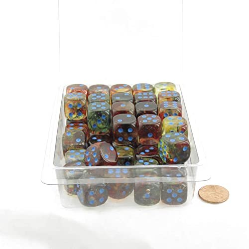 Primary Nebula Dice Luminary with Blue Pips 16mm (5/8in) D6 Set of 50 Wondertrail