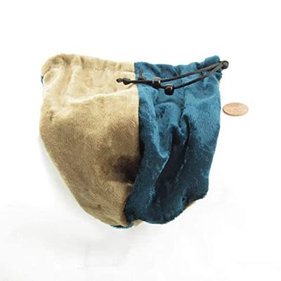 Wondertrail Velvet Teal and Lt Brown Dice and Gaming Bag 6 x 7 inches