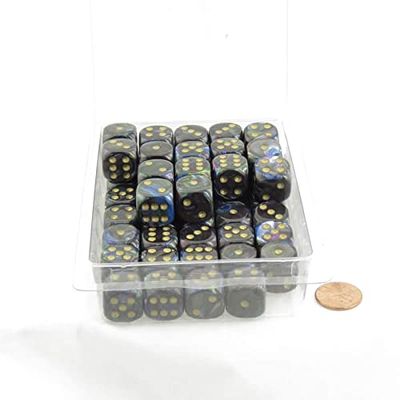Shadow Lustrous Dice with Gold Pips D6 16mm (5/8in) Bulk Pack of 50 Wondertrail