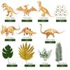 16 PCS Metallic Gold Dinosaur Cake Decorations Dino Theme Cake Topper with Artificial Palm Leaves Dinosaur Eggs for Kids Boys Girls Baby Shower Birthday Party Supplies view 2