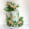 16 PCS Metallic Gold Dinosaur Cake Decorations Dino Theme Cake Topper with Artificial Palm Leaves Dinosaur Eggs for Kids Boys Girls Baby Shower Birthday Party Supplies view 3