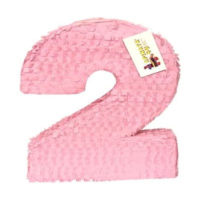 APINATA4U Large 20" Solid Light Pink Number Two Piata Second Birthday 20"