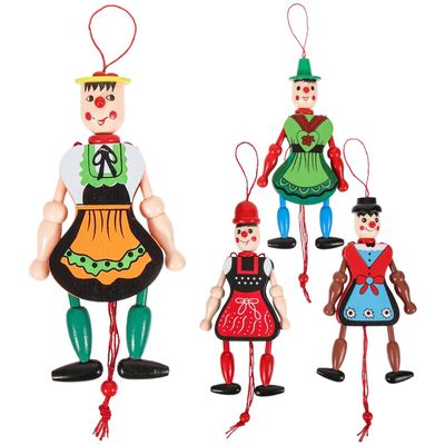ABOOFAN Wooden Clown Marionette Puppet Toys: String Marionette Toys Pull String Puppet Doll for (Random Style)