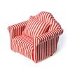 Dollhouse Couch with Pillow 1 12 Scale Miniature Sofa Arm Chair Living Room Furniture Wooden Fabric Frame Single Reading Chair Artificial House Room Scene Decoration (Stripe) view 1