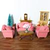 Dollhouse Couch with Pillow 1 12 Scale Miniature Sofa Arm Chair Living Room Furniture Wooden Fabric Frame Single Reading Chair Artificial House Room Scene Decoration (Stripe) view 3