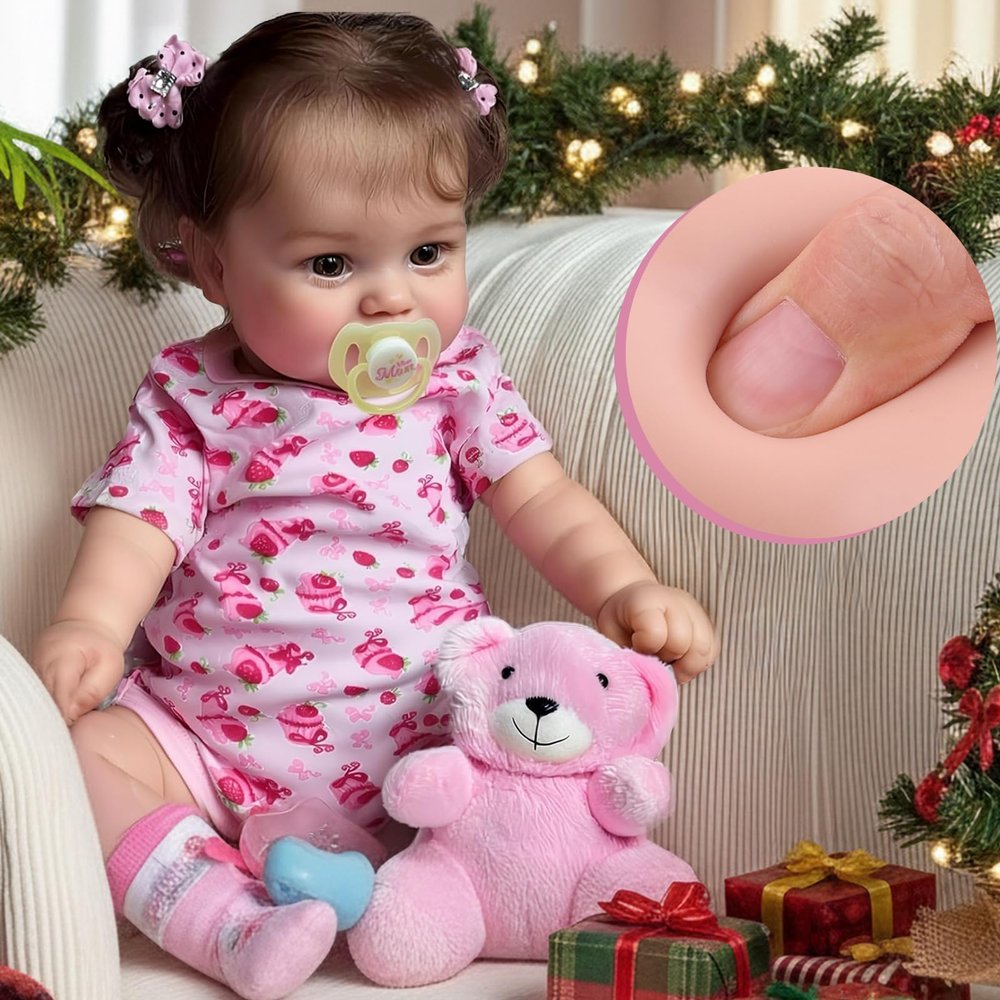 JIZHI Lifelike Reborn Baby Dolls - 20Inch-Real Baby Feeling Realistic-Newborn Baby Doll Adorable Smiling Real Life Baby Dolls with Gift Box for Kids Age 3