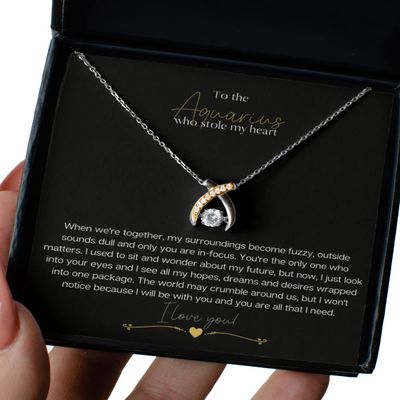 Aquarius Stole My Heart Aquarius Gift Aquarius Necklace - Wishbone Dancing Necklace