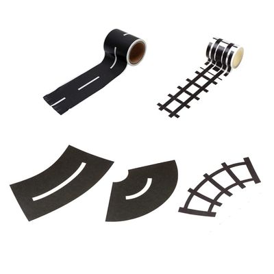 Toyvian Road Car Tape Toy Straight Curve Track Sticker Rolls Traffic Signs DIY Floors and Walls Train Track Model Decals Children Education Toy