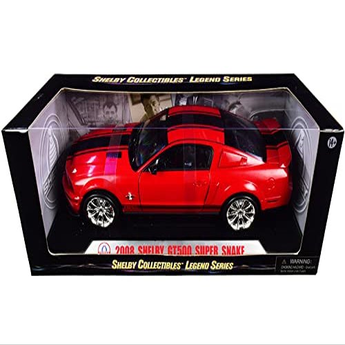 2008 Shelby GT500 Super Snake Red with Black Stripes Shelby Collectibles Legend Series 1/18 Diecast Model Car by Shelby Collectibles