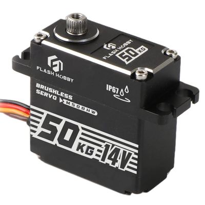 FLASH HOBBY 50kg 14V Waterproof IP67 Digital Brushless Servo Motor with 1/61/8, 1/10, 1/12 RC Crawler Car/Robot/Boat (180)