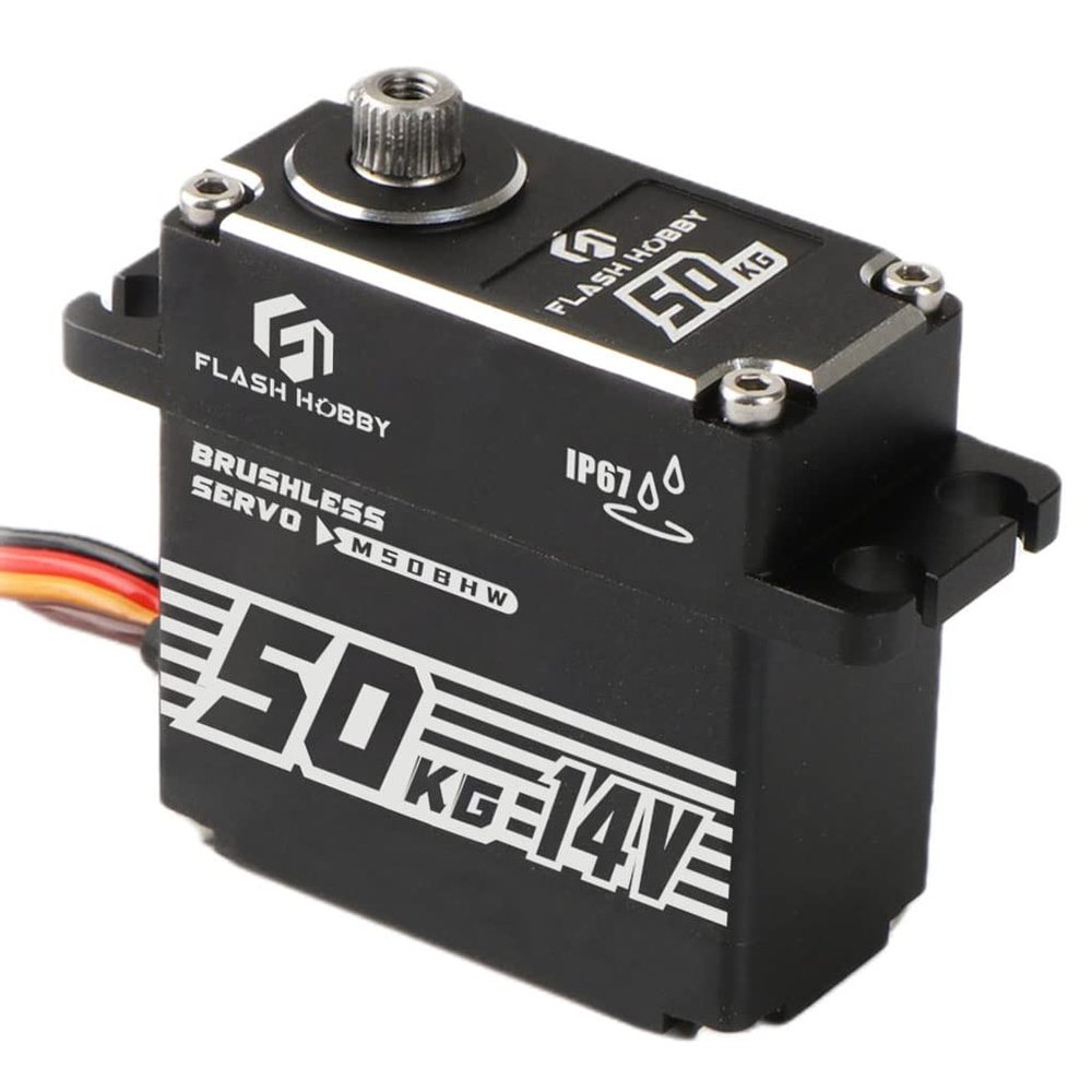 FLASH HOBBY 50kg 14V Waterproof IP67 Digital Brushless Servo Motor with 1/61/8, 1/10, 1/12 RC Crawler Car/Robot/Boat (180)