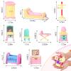 59 Pcs Furniture Accessories Sets Living Room Dining Room Bedroom Bathroom Miniature Furniture House Plastic Pretend Housework Cleaning Gifts Play view 4