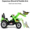 GLACER Ride on Excavator, 12V Battery Powered Digger w/ 2 Speeds, Forward & Backward, Front Loader Bucket, Horn, Safety Belt, Electric Construction Vehicles for Kids 3-8 Years Old (Green) view 2