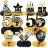9 Pieces 55th Birthday decorations 55th birthday centerpieces for Tables Decorations Cheers to 55 Years Honeycomb Table Topper Happy 55th Birthday Decorations for Men and Woman Fifty-five Years Birthday Party view 1