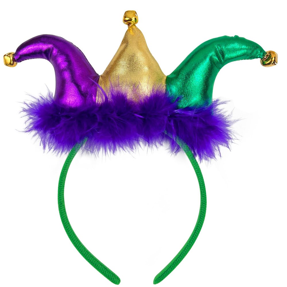 SIROGOGO Mardi Gras Jester headband Court Clown headwear Funny Hat for Masquerade Cosplay Accessory Multicolor