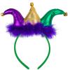 SIROGOGO Mardi Gras Jester headband Court Clown headwear Funny Hat for Masquerade Cosplay Accessory Multicolor view 1