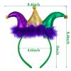 SIROGOGO Mardi Gras Jester headband Court Clown headwear Funny Hat for Masquerade Cosplay Accessory Multicolor view 3