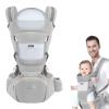 Huifen Baby Carrier with Hip Seat, Multi-Functional 9 in 1 Baby Wrap Carrier Newborn to Toddler for All Seasons Ergonomic Baby Sling Carrier Hands Free Baby Backpack Carrier 7-45 lbs (Grey) view 1
