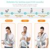 Huifen Baby Carrier with Hip Seat, Multi-Functional 9 in 1 Baby Wrap Carrier Newborn to Toddler for All Seasons Ergonomic Baby Sling Carrier Hands Free Baby Backpack Carrier 7-45 lbs (Grey) view 2