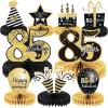9 Pieces 85th Birthday decorations 75th birthday centerpieces for Tables Decorations Cheers to 85 Years Honeycomb Table Topper Happy 85th Birthday Decorations for Men and Woman Eightyfive Years view 1