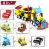 12 Pack 3" Large Filled Easter Eggs with Stem Toy Cars Kids Easter Basket Essential Plastic Surprise Egg Building Blocks 6 in 1 Transform Construction Vehicle Basket Stuffers Boy Egg Hunt Party Favor view 3
