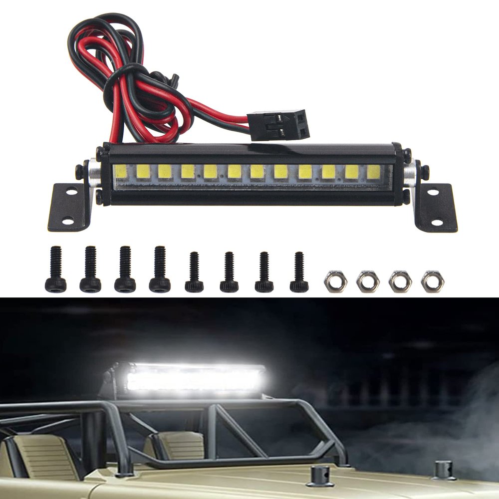 Vgoohobby 2.12" RC 12Led LED Light Bar Roof LED Lamp Body Shell Roof Light Compatible with Traxxas TRX-4 SCX10 90046 D90 SCX10 II CC01 Redcat Gen7 1/10 RC Crawler Car Truck