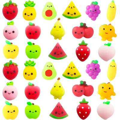 32pcs Mochi Squishy Toys Set for Kids, Mini Squishies Kawaii Fruit Squeeze Toys Pack Cute Stress Relief Anxiety Toys for Boys Girls