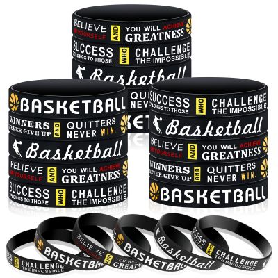 Charniol 36 Pieces Basketball Bracelets Basketball Silicone Wristbands Party Favors for Boys Teenagers Sports Party Motivational Birthday Decorations, 3 Styles