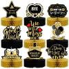 9 Pcs Farewell Party Decorations Going Away Party Decorations We Will Miss You Table Honeycomb Centerpieces Black and Gold 3D Table Centerpiece for Retirement Graduation Supplies view 1