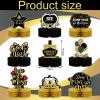 9 Pcs Farewell Party Decorations Going Away Party Decorations We Will Miss You Table Honeycomb Centerpieces Black and Gold 3D Table Centerpiece for Retirement Graduation Supplies view 2