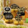 9 Pcs Farewell Party Decorations Going Away Party Decorations We Will Miss You Table Honeycomb Centerpieces Black and Gold 3D Table Centerpiece for Retirement Graduation Supplies view 4