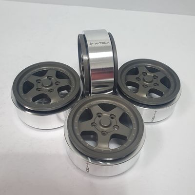 H-TECH RC Parts 1/10 Crawler Car 12mm hex 1.9inch Plus Offset Aluminum CNC Metal Beadlock Scale Wheel 4PCS Custom Plating Made