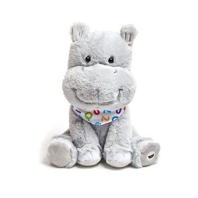 Cuddle Barn - Alphabet Hudson | Animated Singing Hippo Stuffed Animal Plush Toy Wiggles Ears to ABC Song and Ten Little Elephants, 11 inches