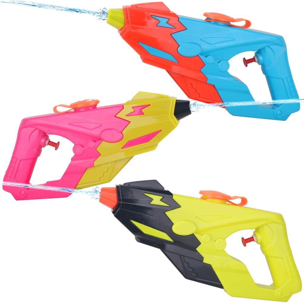 ArtCreativity Water Blasters, Set of 3, Water Squirt Guns for Kids in Vibrant Colors, Futuristic Water Shooting Pistols, Toys for Swimming Pool, Beach and Outdoor Summer Fun