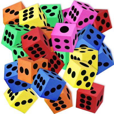 ArtCreativity Foam Dice for Kids, Bulk Set of 48, 1.5 Inch Large Multicolored Hexahedron Dice, Great for Classroom, Casino Party Decorations, Board Games