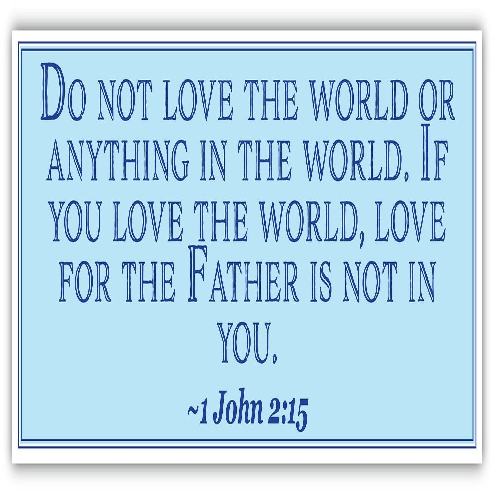 1 John 2:15 | Do not Love The World or Anything in The World | Car Sticker 3x8 inches