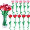 10 Pcs Plush Rose Flower Stuffed Flower Bendable Stems Plush Bouquet Toy Soft 12.6 Inch for Christmas Classroom 2025 Mother's Day Valentines Day Girl Girlfriend Wife(10 Pcs Glitter Red Pink Series) view 1