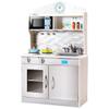 HONEY JOY Kids Kitchen Playset, Pretend Play Kitchen for Toddlers, Removable Sink & Faucet, Microwave, Cookware, Storage Cabinet, Wooden Little Chef Toy Kitchen Set, Gift for Boys Girls 3+, Gray view 1